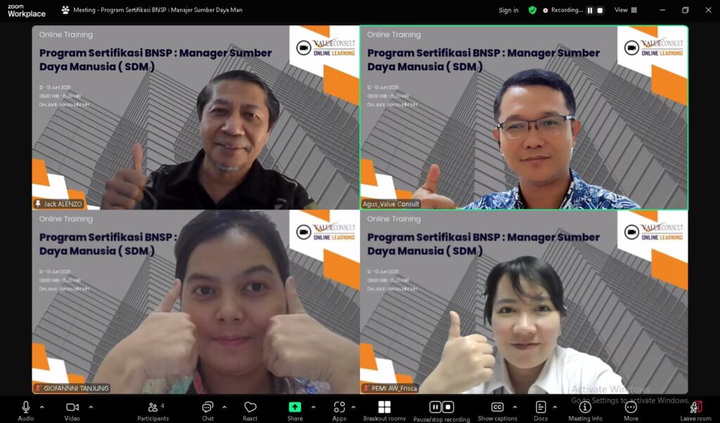 Program Sertifikasi BNSP: Manager Sumber Daya Manusia (SDM) 12 -13 Juni 2025